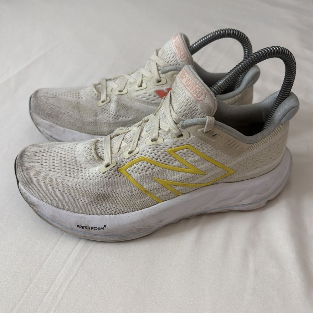 New Balance White and Yellow Athletic Shoes